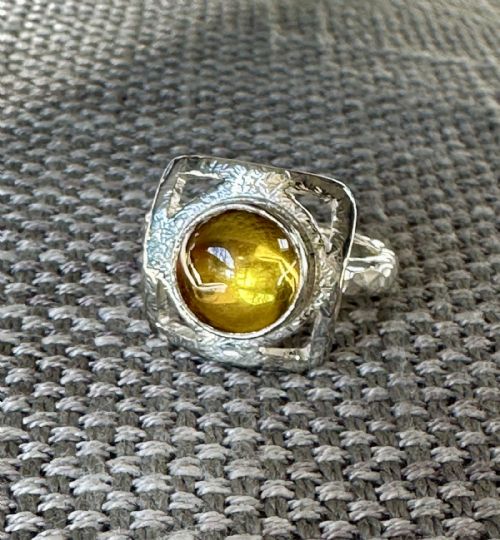 Caroline Thariyan - Silver & Yellow Cubic Zirconia Ring