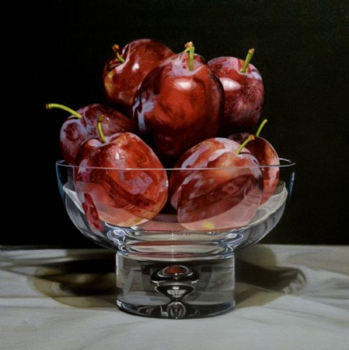 Paul Stone - English Plums in Glass Bowl