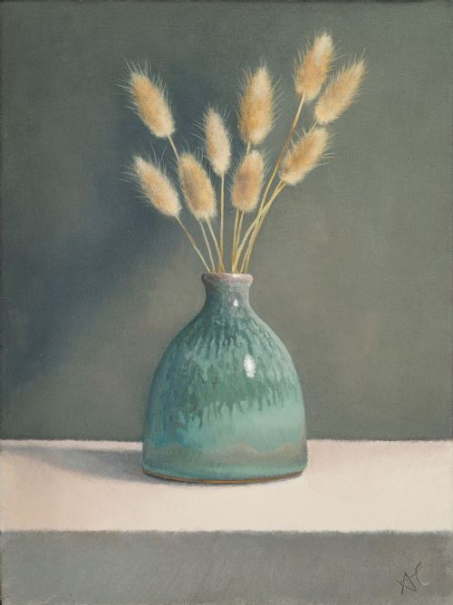 Amy Chudley - Small Pampas in Turquoise Vase