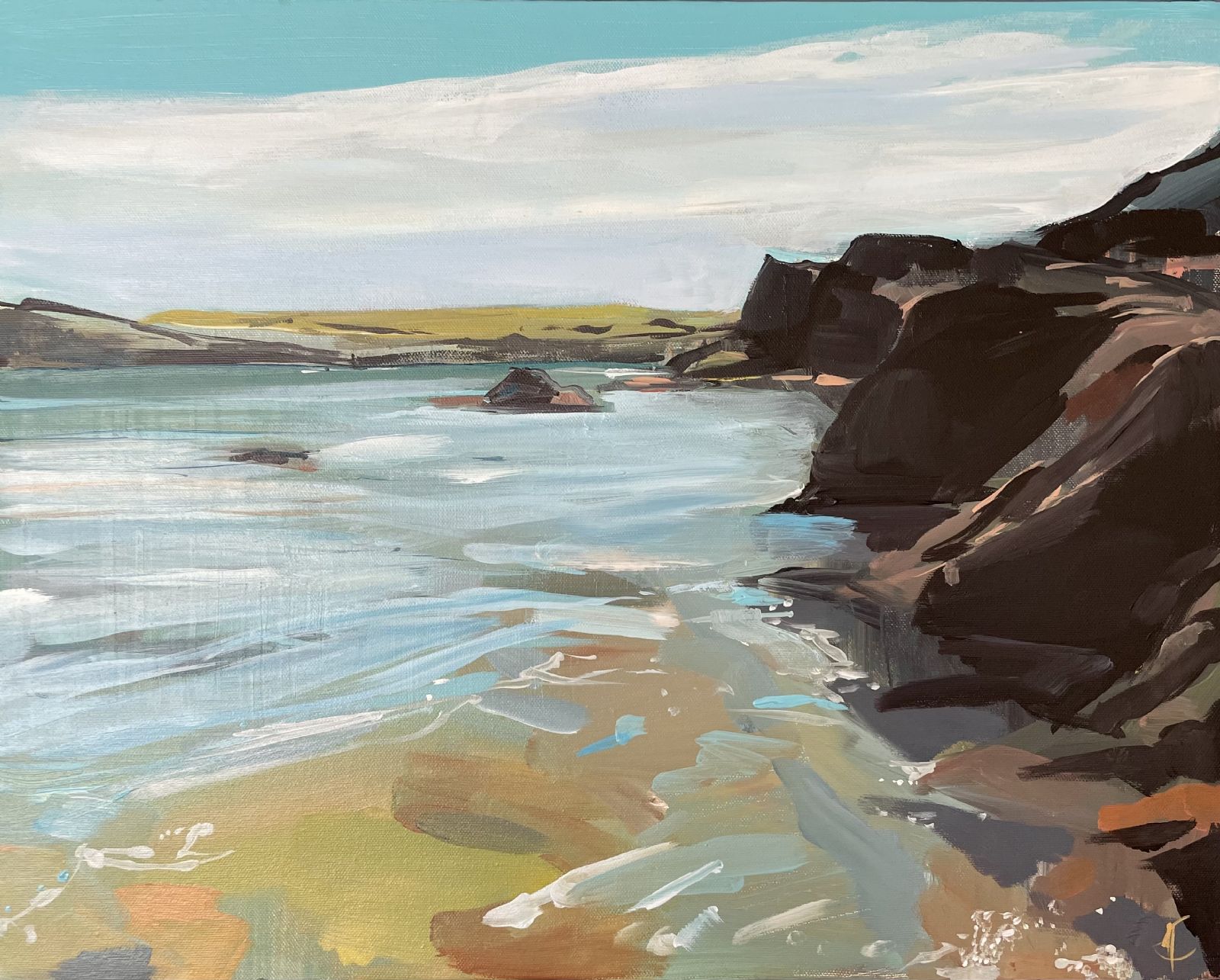 Climbing the Rocks between Burgh Island and Thurlestone by Helena Clews