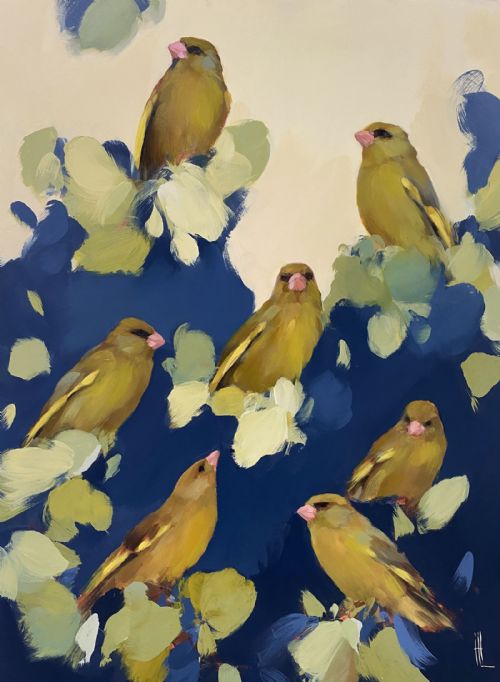 Heidi Langridge - Greenfinches with green