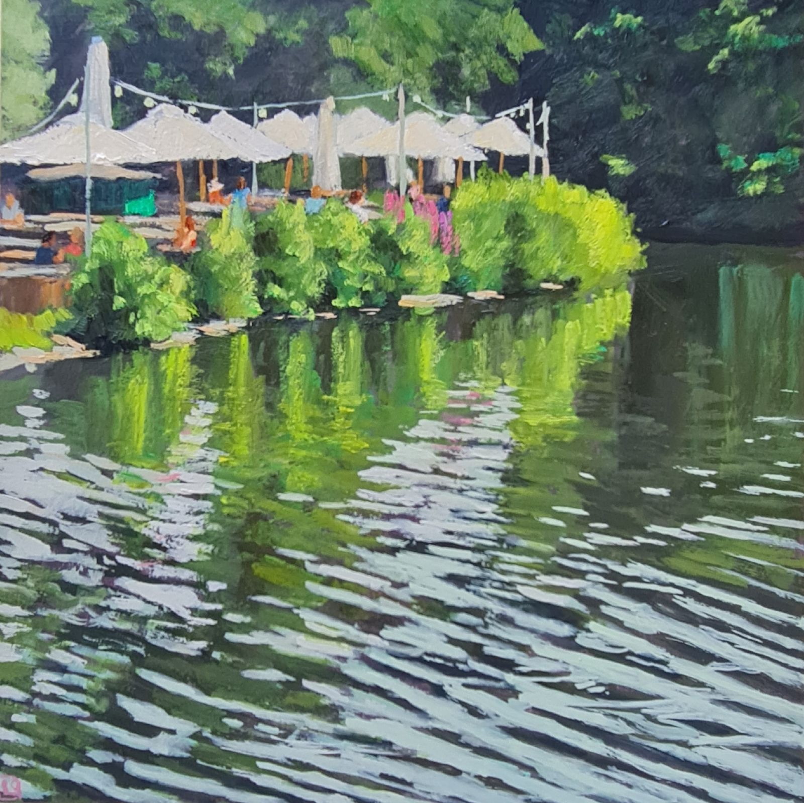 Cafe by the Lake by Lesley Dabson RBSA