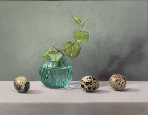 Wild Pear Leaves & Quails Eggs by Amy Chudley