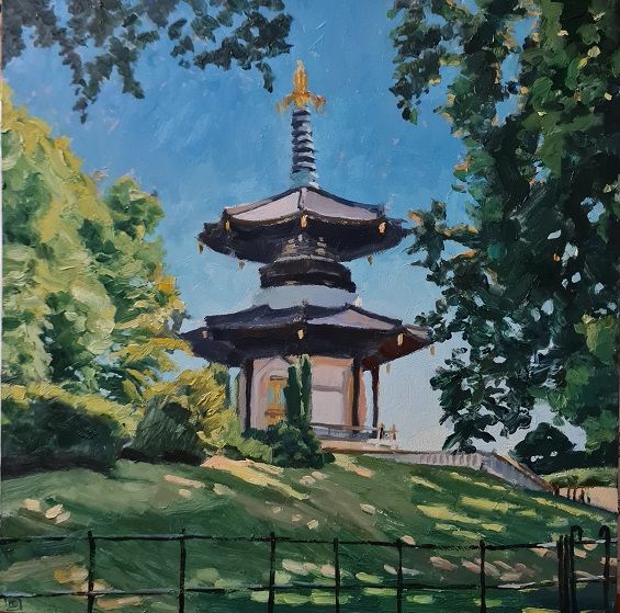 The London Peace Pagoda, Battersea Park by Lesley Dabson RBSA