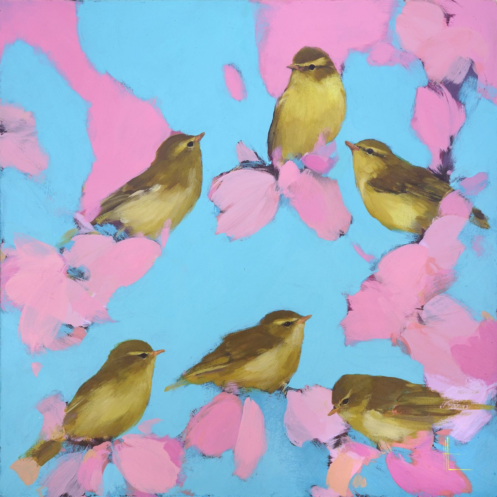 Heidi Langridge - Warblers in pink and blue